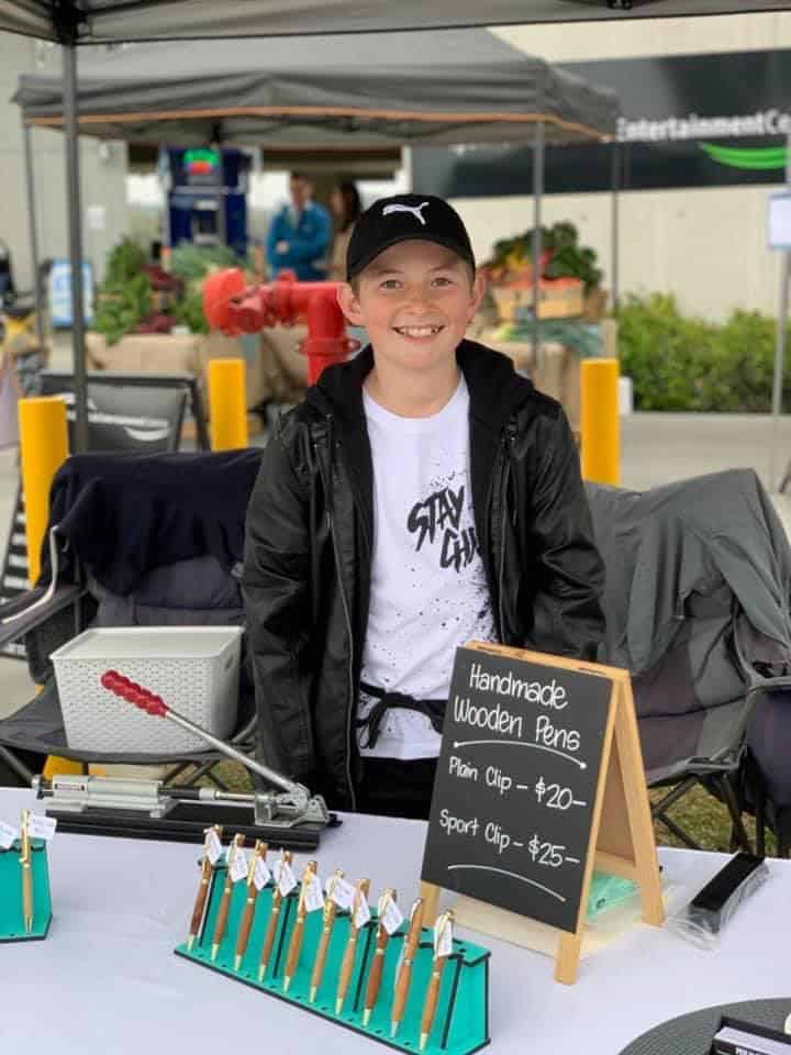 Mackenzie at his first market, age 12. 