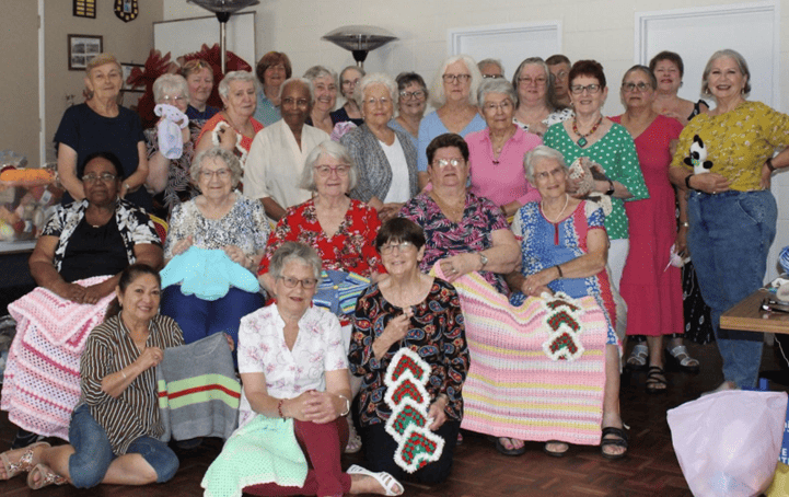 The Forest Lake Crochet and Knitting group at the Durack-Inala Bowls Club in November 2022. Photo: The Lake News.